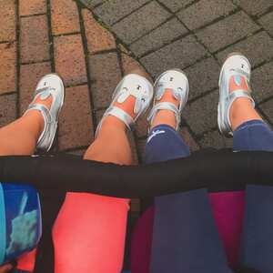 Twins in a double buggy