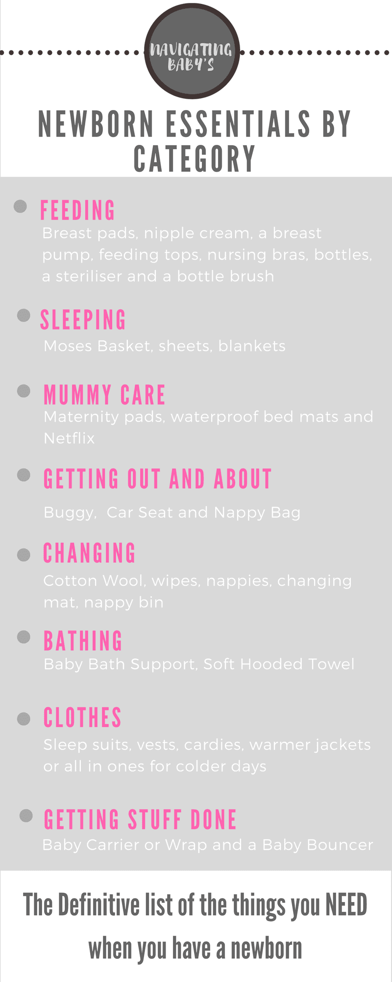 list of things you need for a newborn