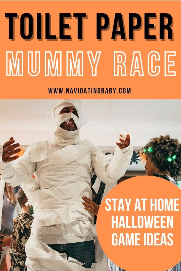 halloween at home game idea. Toilet paper mummy