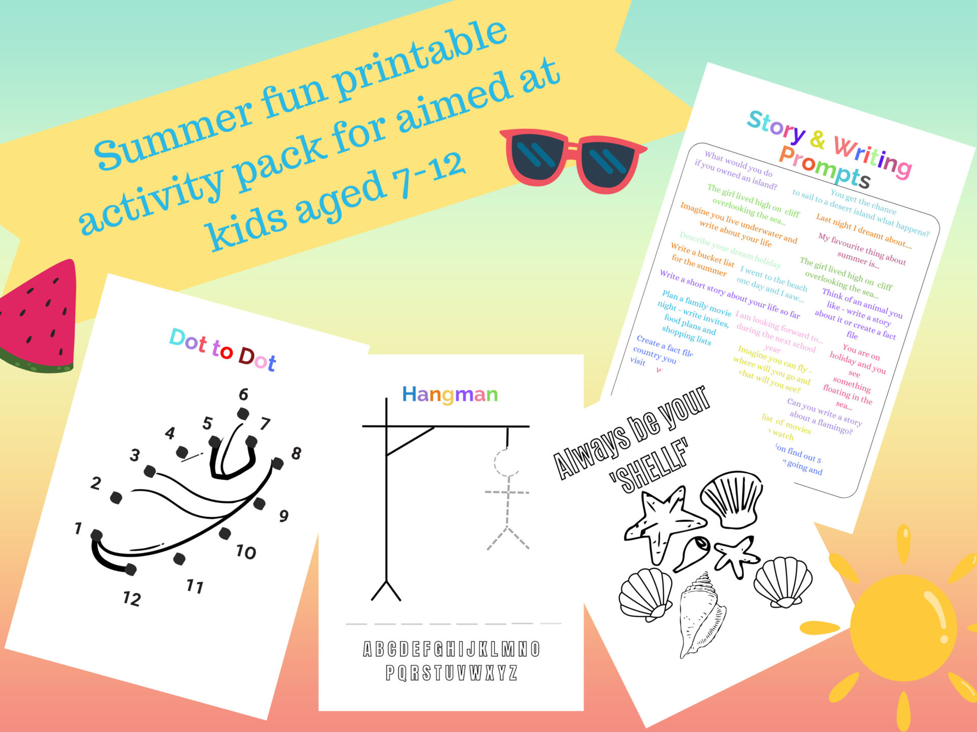 Summer kids activity pack to print at home 